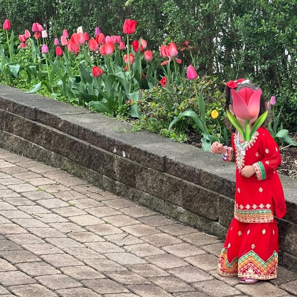 Embroidered mirror work toddlers Pakistani indian kameez shalwar - Picture 4 of 4